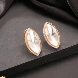 Saraf RS Jewellery Gold Statement Uncut Polki Mossanite Minimal Stud Earring image 2