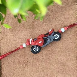 Anikas Creation Red Unique Rakhi with Sport Bike Design for Your Brother image 2