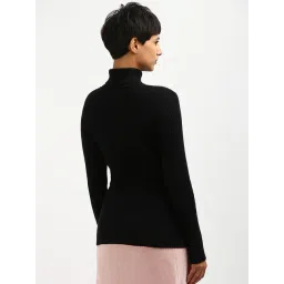 CALVIN KLEIN JEANS Black Regular Fit Cotton Turtleneck Sweater image 2