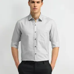 Arrow Grey Cotton Slim Fit Self Pattern Shirt-picture-22