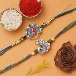 eCraftIndia Set of 2 Multicolor Peacock Rakhis for Brother, Bhabhi, Kids-picture-25