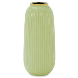 Pure Home and Living Green Ceramic Ribbed Vase image 2