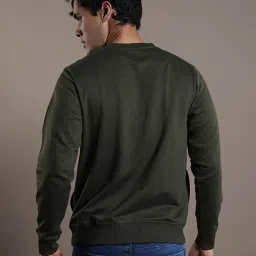 Turtle Dark Olive Relaxed Fit Self Design Sweatshirt image 2