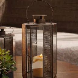 Pure Home and Living Brown Iron Antique Finish Lantern image 2