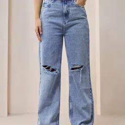 Bewakoof Blue Solid Jeans image 2