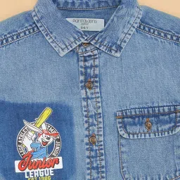 Pantaloons Baby Boys Dusk Blue Cotton Regular Fit Shirt image 2