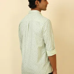 Allen Solly Green Cotton Custom Fit Printed Shirt image 2