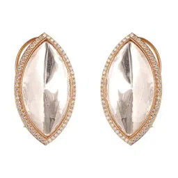 Saraf RS Jewellery Gold Statement Uncut Polki Mossanite Minimal Stud Earring image 5