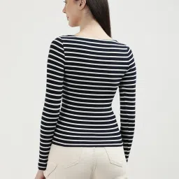 TOMMY HILFIGER Navy & White Striped T-Shirt image 2