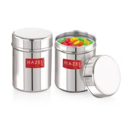 HAZEL Silver Stainless Steel Air Tight Storage Containers 200 ml - Set of 2 image 2