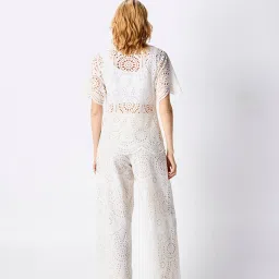 Cover Story White Self Design Schiffli Shirt image 2