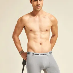 URBAN ADVENTURE Men Pack Of 2 Mid-Rise Moisture Wicking Trunks 2UAM-015(BLK-LT GRY) image 3