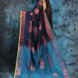 RIDDHIMAN FASHION Paisley Zari Pure Cotton Paithani Saree-image-65