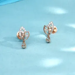 P.N.Gadgil Jewellers 14k (585) Yellow Gold Leaflet Spark Stud Earrings-image-39