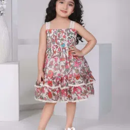 Peppermint Kids Multicolor Chiffon Flared Fit 1 Dress-image-89
