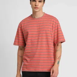 Forever 21 Red Regular Fit Striped Cotton Crew T-Shirt-picture-17
