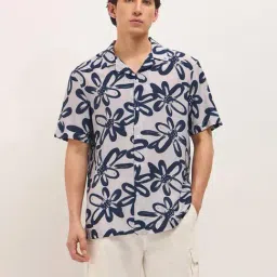 The Bear House Blue Floral Regular Fit Shirt-image-38