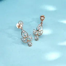 P.N.Gadgil Jewellers 14k (585) Yellow Gold Leaflet Spark Drop Earrings-picture-27