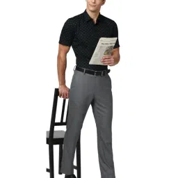 Peter England Grey Slim Fit Flat Front Trousers image 5