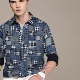 WROGN Men Slim Fit Checked Casual Shirt-image-15