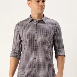 Parx Men Slim Fit Tartan Checks Pure Cotton Casual Shirt-image-15