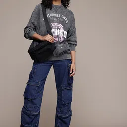 The Roadster Life Co. Dyed Effect Typography Printed Pure Cotton Pullover Sweatshirt image 5