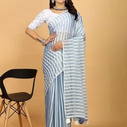 K 5 Fashion Striped Daily Wear Saree-image-0