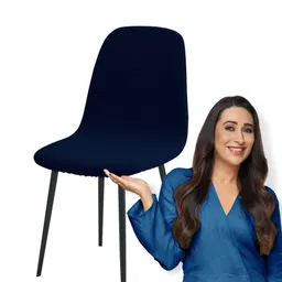 HOKIPO Navy Blue Jacquard Shell Chair Cover For Dining Table Stretchable Slipcovers-image-10