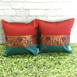 Pink Parrot Red & Teal Ethnic Motifs Square Cushion Covers-picture-25