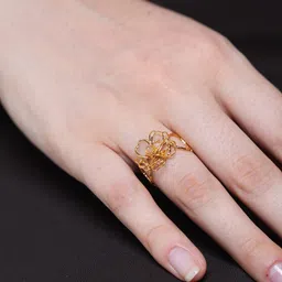 CAO Jewellery Stainless Steel Beaded Open Adjustable Floral Finger Ring image 2