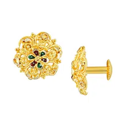 DIVASTRI Set Of 4 Gold-Plated Stone Studded Circular Studs Earrings image 5