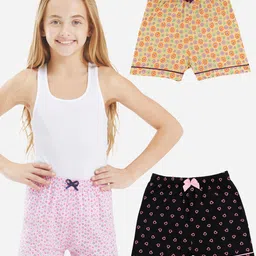 Bodycare Kids Girls Black & Lemon Pack of 2 Shorts Suitable for All Day Wear-picture-15