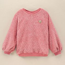 Little Kangaroos Full Sleeves Winter Top With Sequins Detailing- Brown-picture-45
