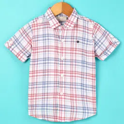 Jash Kids Half Sleeves Shirt Checkered - Red-image-45