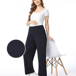 Bella Mama Full Length High Coverage Rib Knit Pant - Navy Blue-picture-38