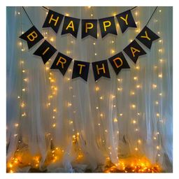 Bubble Trouble Happy Birthday Decoration Items - Black Happy Birthday Backdrop Decorations | Happy Birthday Decoration Kit | Black Happy Birthday Banner with LED Lights (Cardstock)-picture-45