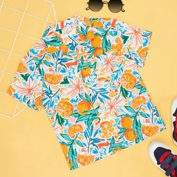 Pantaloons Junior Rayon Half Sleeves Fruits Printed Shirt - Bright White-image-36