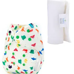 Bumberry Adjustable Reusable Cloth Diaper Cover With Insert Origami Print - White-picture-31