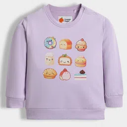 Orange Sugar 100% Cotton Knit Full Sleeves Desserts Printed Light Winter Sweatshirt - Lavendar-picture-27