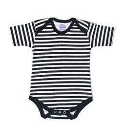 Mi Arcus  Cotton Hal Sleeves Striped & Animal Print Onesies Pack of 2 Black & White image 3