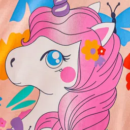Cucumber Sinker Half Sleeves T-Shirt Unicorn Print - Peach image 3