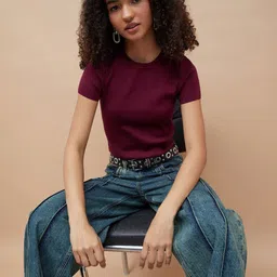 Ginger by Lifestyle Women Ribbed Fitted Crop Top image 1