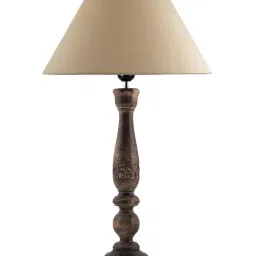 Homesake Black Floral Carved Wood Table Lamp with Golden Shade (Bulb Included) - Set of 1 image 2