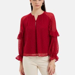 Kazo Red Self Design Top-picture-20