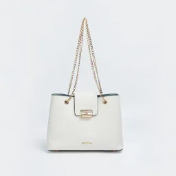 Ginger by Lifestyle White Solid Shoulder Handbag-image-29
