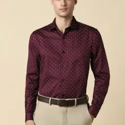 Allen Solly Maroon Cotton Slim Fit Printed Shirts-picture-34