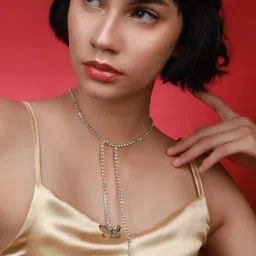 Sohi Gold Designer Statement Stones Necklace image 2