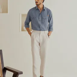 Andamen Casual Men Solid Spread Collar Casual Shirt image 5