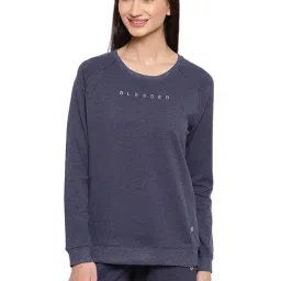 Enamor Navy Melange Textured Sweatshirt-image-65