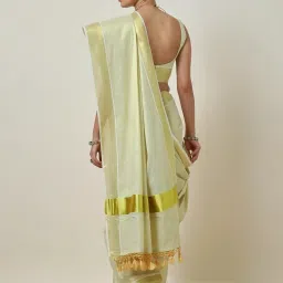 Soch Beige Woven Saree With Unstitched Blouse image 2